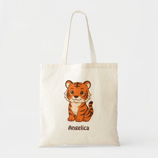 Cute Tiger Cub Custom Name トートバッグ (正面)