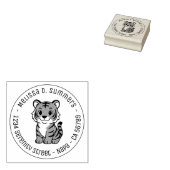 Cute Tiger Cub Round Address ラバースタンプ (押印)