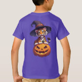 Cute Tiger Cub Wearing Witch Hat Tシャツ (裏面)