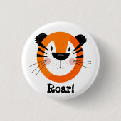 Cute Tiger Face Roar Art 缶バッジ (正面)