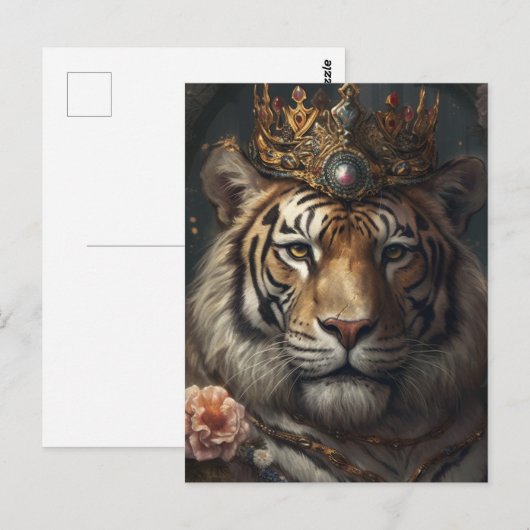 Cute Tiger in a Crown ポストカード (正面/裏面)