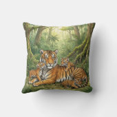 Cute Tiger  Mama And Cubs Jungle Animals  クッション (裏面)
