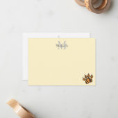 Cute Tiger Paw Print Personalized Monogram ノートカード (正面/裏面インサイチュ)