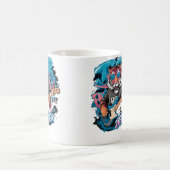 Cute Tiger Playing Bass Guitar Animal Playing Guit コーヒーマグカップ (中央)