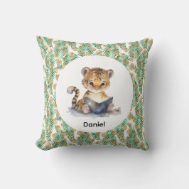 Cute Tiger Reading a Book クッション