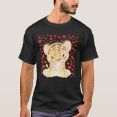 Cute Tiger Valentine Day Red Heart's Bee Lover Tシャツ (正面)