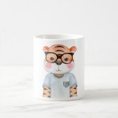 Cute Tiger Wearing Glasses Illustration Coffee Mug コーヒーマグカップ (中央)