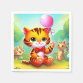 Cute tiger with a balloon illustration スタンダードカクテルナプキン (正面)