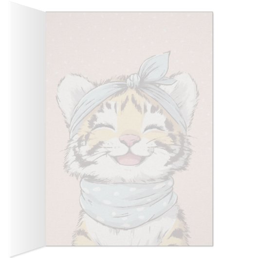 Cute Tiger with Bandana Kids Birthday Invitation (内側 (右))