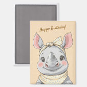 Cute Tiger with Bandana Kids Birthday Invitation マグネット (正面/裏面)
