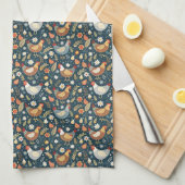 Cute tiled chickens pattern キッチンタオル (四つ折り)