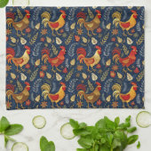 Cute tiled chickens pattern  キッチンタオル (折り畳み)