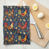 Cute tiled chickens pattern  キッチンタオル (四つ折り)