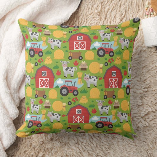 Cute tiled farm animals pattern  クッション (ブランケット)