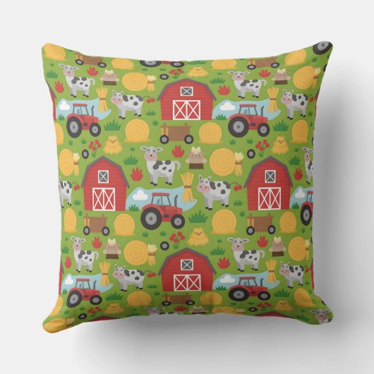 Cute tiled farm animals pattern クッション (裏面)