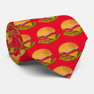 Cute tiled hamburger pattern food ネクタイ
