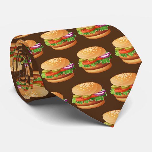 Cute tiled hamburger pattern food ネクタイ (ロール)
