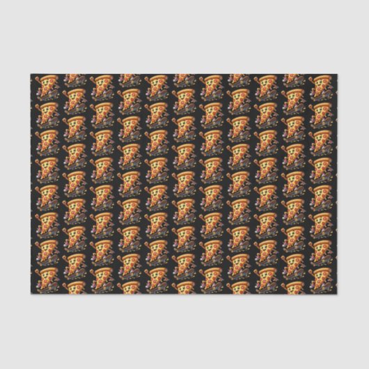 Cute tiled pizza party skateboarding 薄葉紙 (正面)
