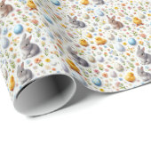 Cute Tiny Easter Elements - Bunnies, Eggs, Chicks ラッピングペーパー (ロールコーナー)