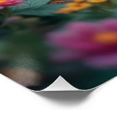 Cute, tiny, fluffy puppy surrounded by flowers ポスター (コーナー)