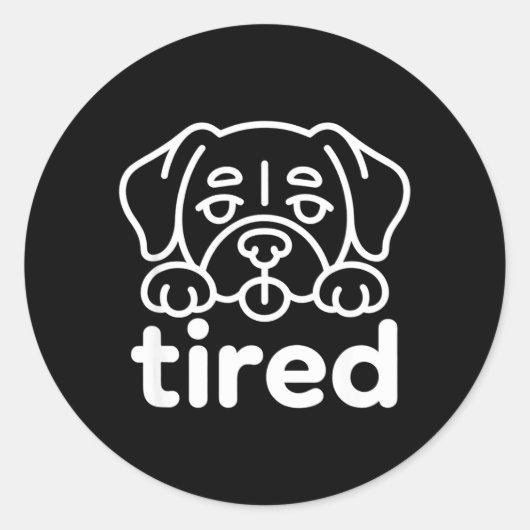 Cute tired dog design ラウンドシール (正面)