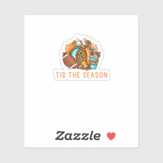 Cute Tis The Season Pumpkin Spice Latte Fall Footb シール (シート)