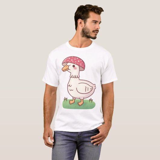 Cute Toadstool Mushroom Duck Tシャツ (正面フル)