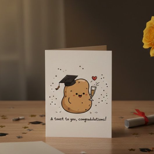 Cute Toast Graduation Congratulations Pun カード