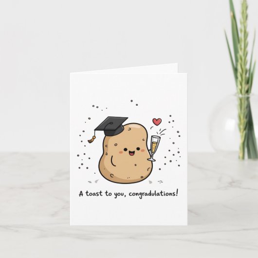 Cute Toast Graduation Congratulations Pun カード (正面)