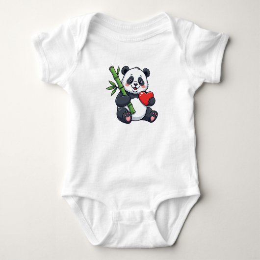 Cute Toddler Panda Design – Adorable Panda Illustr ベビーボディスーツ (正面)