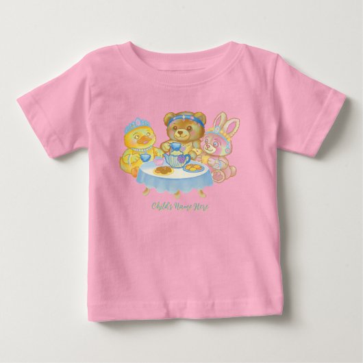 Cute Toddler Toy Tea Party T-Shirt ベビーTシャツ (正面)