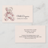 Cute Toile Teddy Bear Daycare 名刺 (正面/裏面)