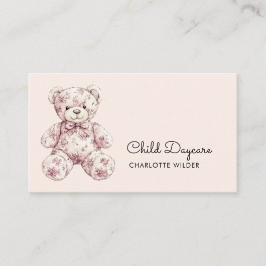 Cute Toile Teddy Bear Daycare 名刺 (正面)