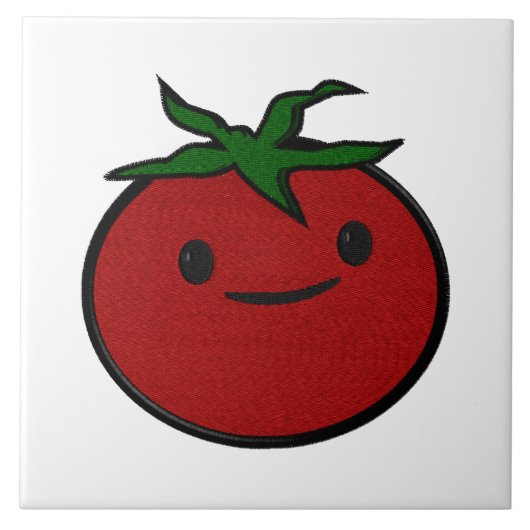 Cute Tomato Embroidery Print Decorative タイル (正面)