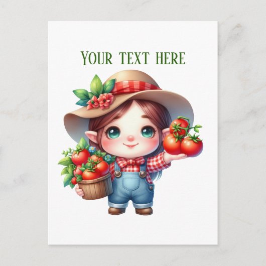 Cute tomato gnome customizable ポストカード (正面)