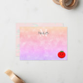 Cute Tomato Watercolor Personalized Monogram ノートカード (正面/裏面インサイチュ)