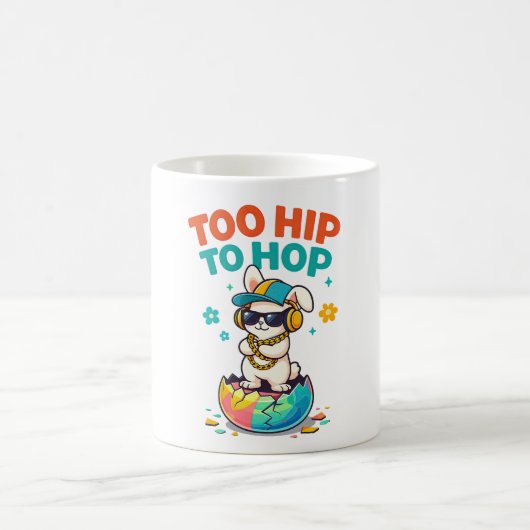 Cute Too Hip to Hop Bunny Artwork コーヒーマグカップ (中央)