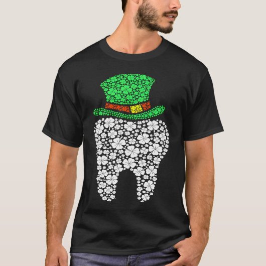Cute Tooth Dental Hygienist Dentist Shamrock St Pa Tシャツ (正面)