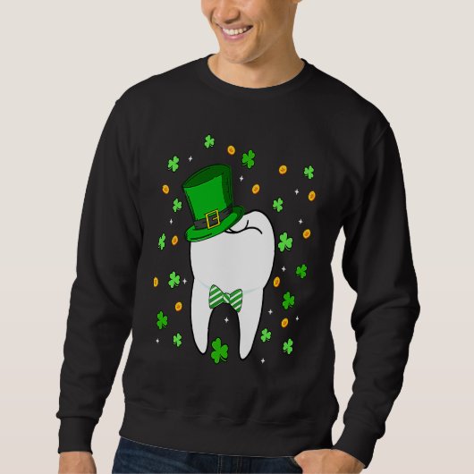 Cute Tooth Leprechaun Hat Dental Squad St Patrick' スウェットシャツ (正面)