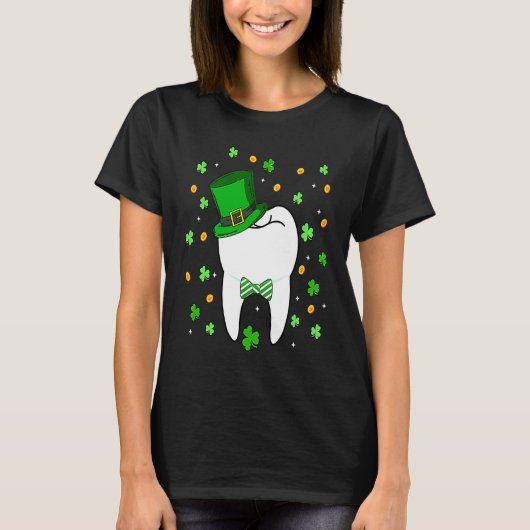 Cute Tooth Leprechaun Hat Dental Squad St Patrick' Tシャツ (正面)