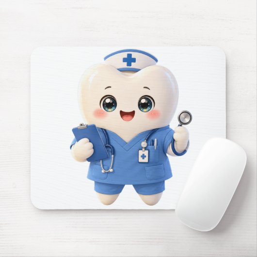 Cute Tooth Nurse Mouse Pad | Dental Gift マウスパッド (マウス)