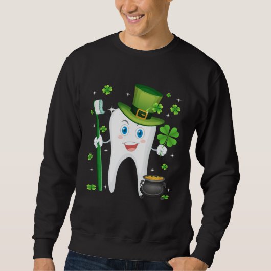 Cute Tooth With Hat Dental Assistant St Patricks スウェットシャツ (正面)