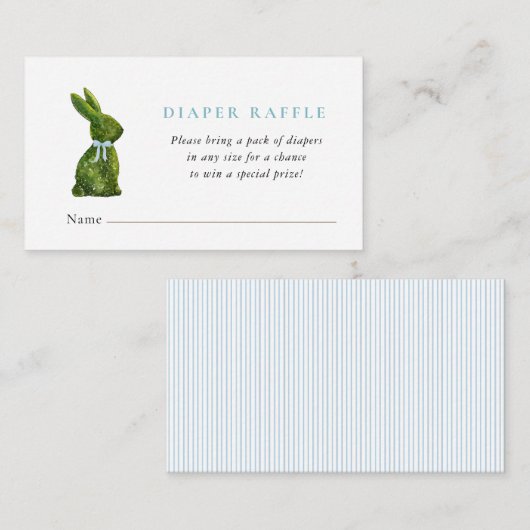 Cute Topiary Rabbit Baby boy shower diaper raffle  エンクロージャーカード (正面/裏面)