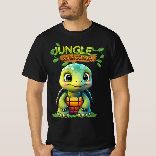 Cute Tortoise Box Turtle Animal Character Black 🐢 Tシャツ (正面)