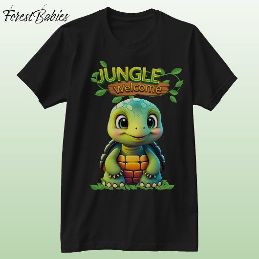 Cute Tortoise Box Turtle Animal Character Black 🐢 Tシャツ
