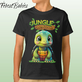 Cute Tortoise Box Turtle Animal Character Black 🐢 Tシャツ