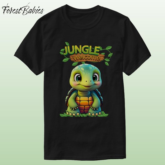 Cute Tortoise Box Turtle Animal Character Black 🐢 Tシャツ