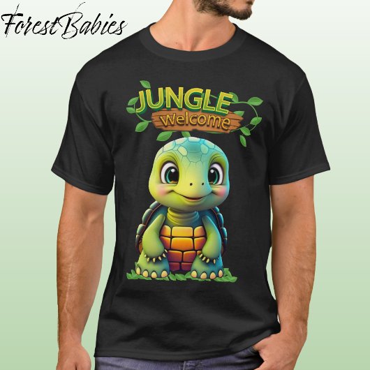 Cute Tortoise Box Turtle Animal Character Black 🐢 Tシャツ