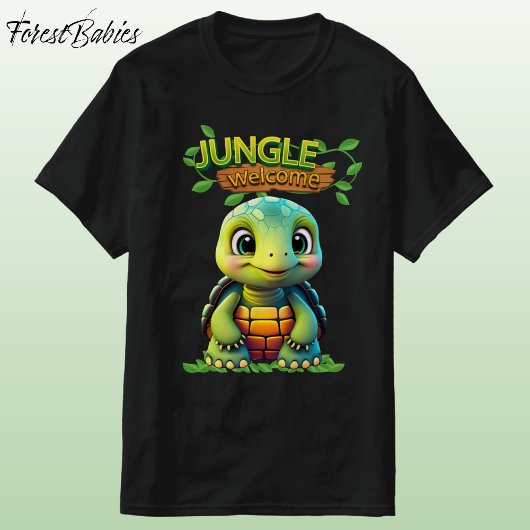 Cute Tortoise Box Turtle Animal Character Black 🐢 Tシャツ
