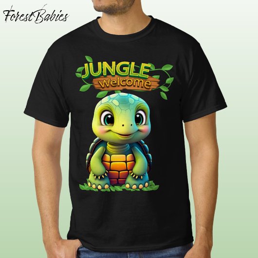 Cute Tortoise Box Turtle Animal Character Black 🐢 Tシャツ
